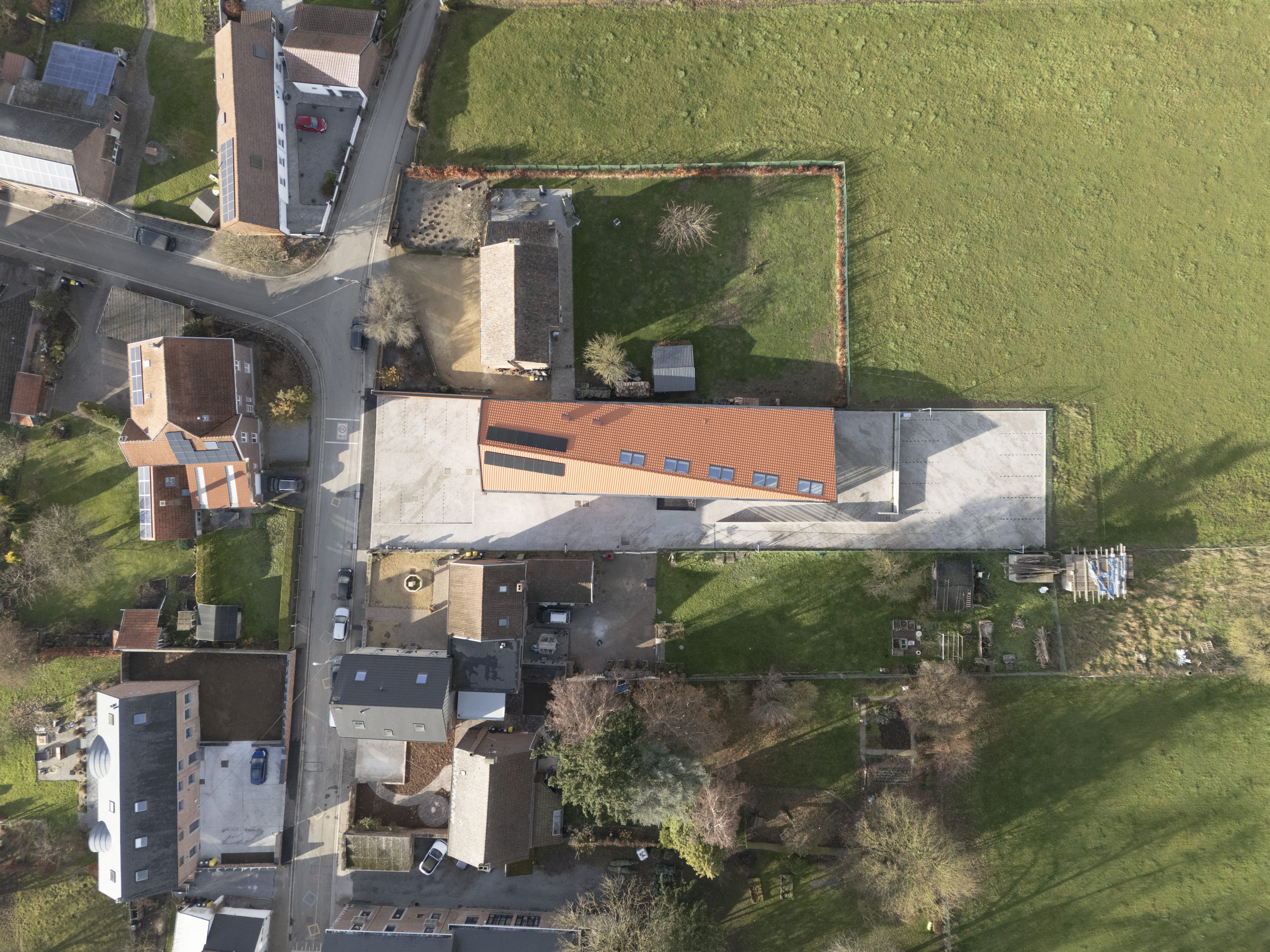 Vue aérienne maison de village Moxhe.