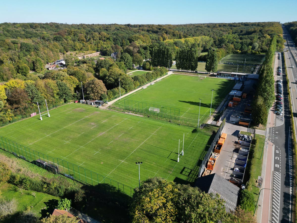 Vue aérienne du stade d'Auderghem FP Architectes